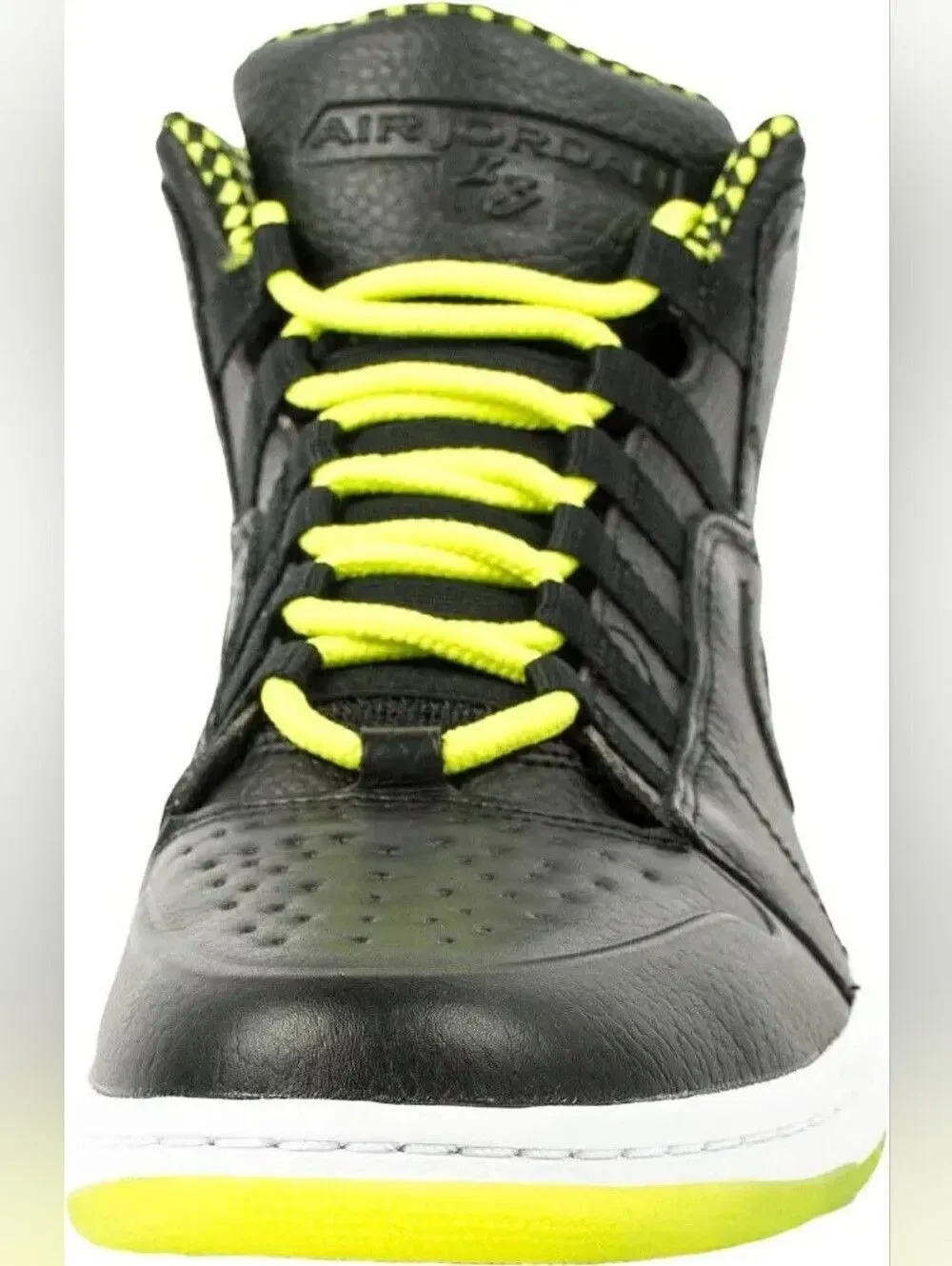 Nike Jordan Size 10.5 Men’s Black with Neon Yellow Accent High-Top Sneakers